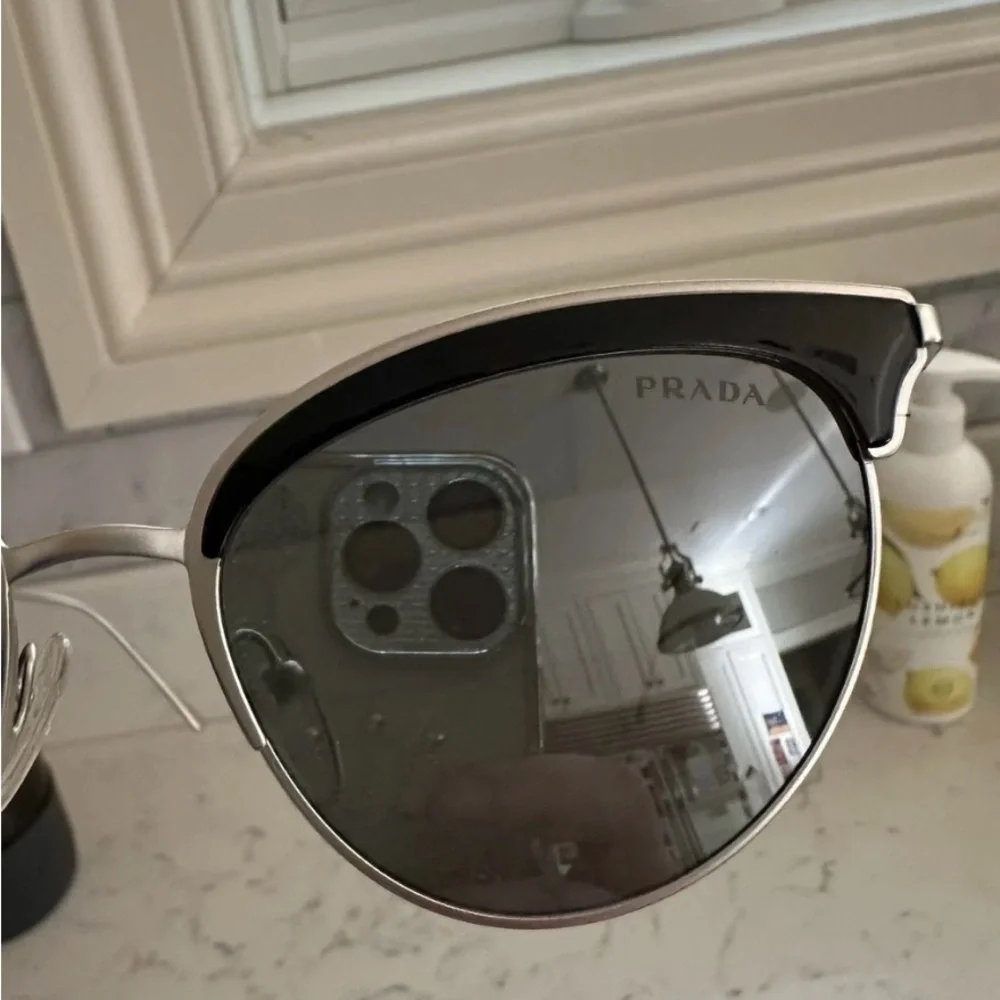 Prada Black and Silver Cat-Eye Sunglasses - Picture 11 of 13